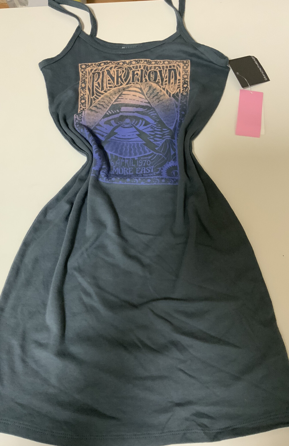 🧷 Women’ Pink Floyd sleeveless Graphic Body Dress- Gray small