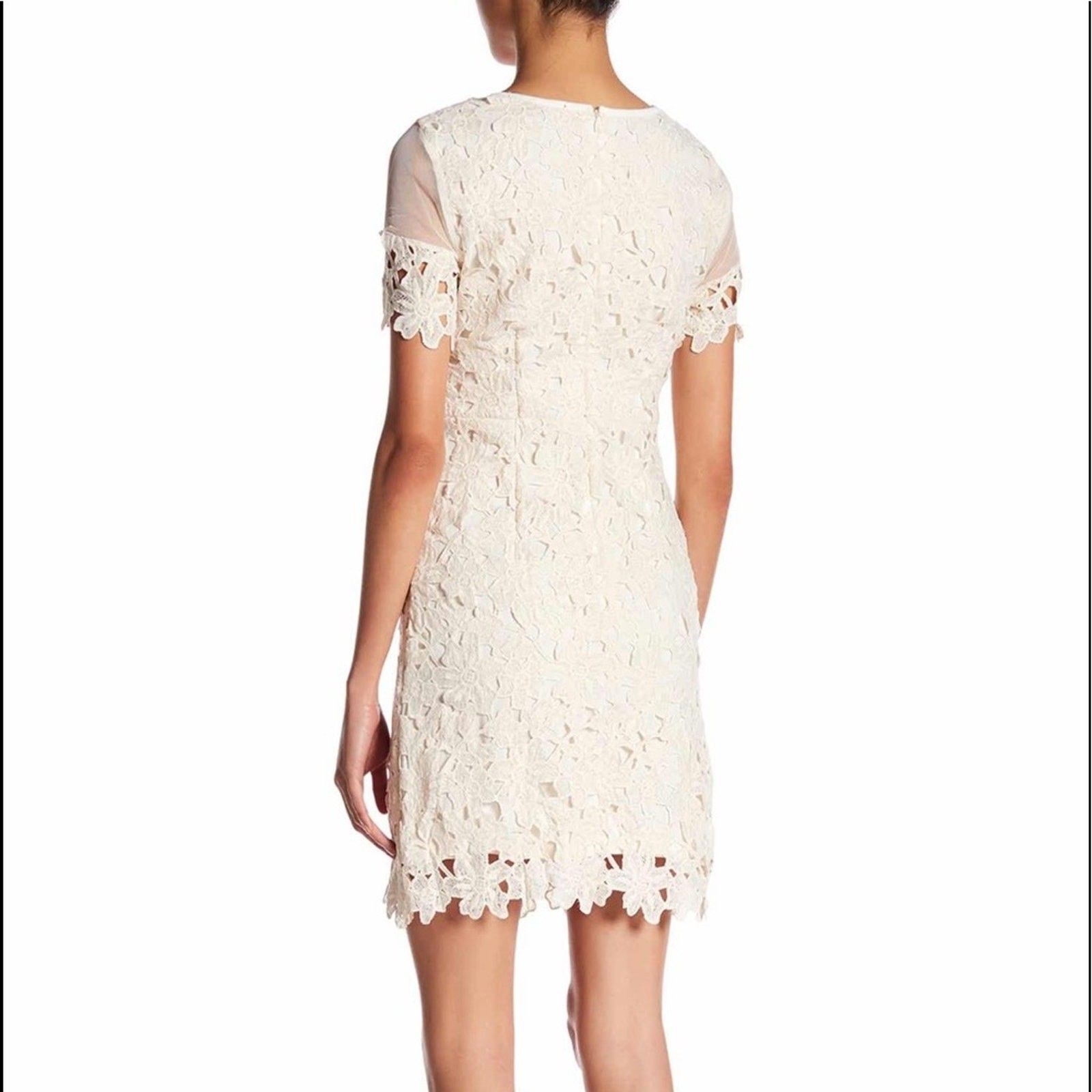 ROMEO + JULIET Women Floral Crochet Cut Out Lace Sheath Column Dress Cream Small