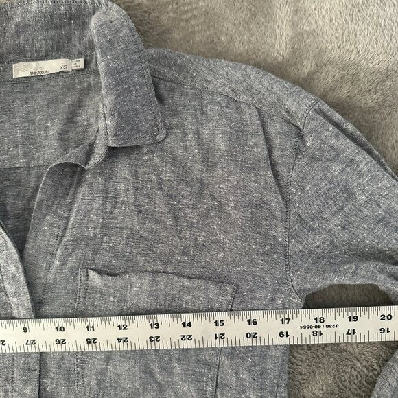 Prana Gray Roll Tab Sleeve Shirt Dress Hemp Blend Women’s XS Outdoor