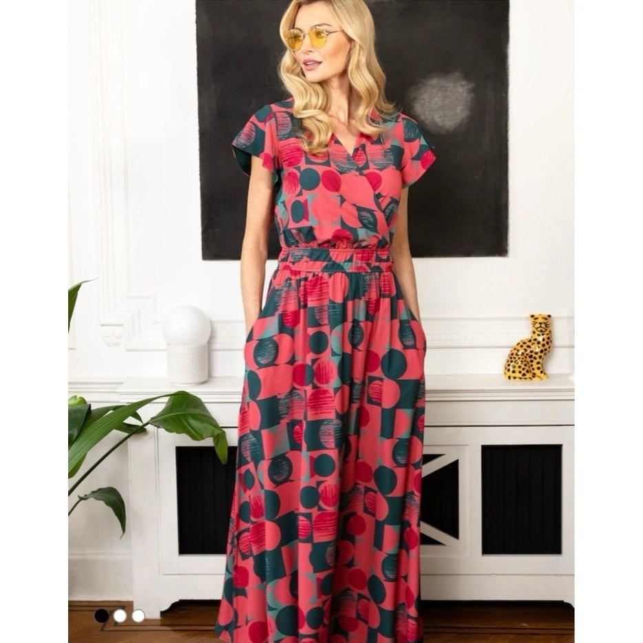 HotSquash Pink Chiffon Wrap Top Maxi Dress