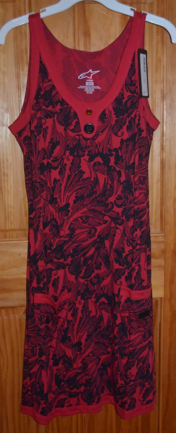 NWT A Star 100% Cotton from Peru Sleeveless Dress Sundress Red Black Floral New