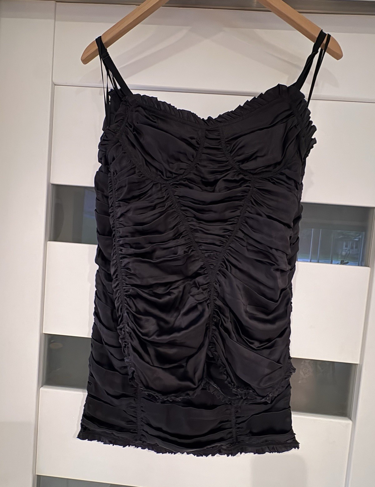 D&G Black Ruched Bodycon Spaghetti Strap Zip Set