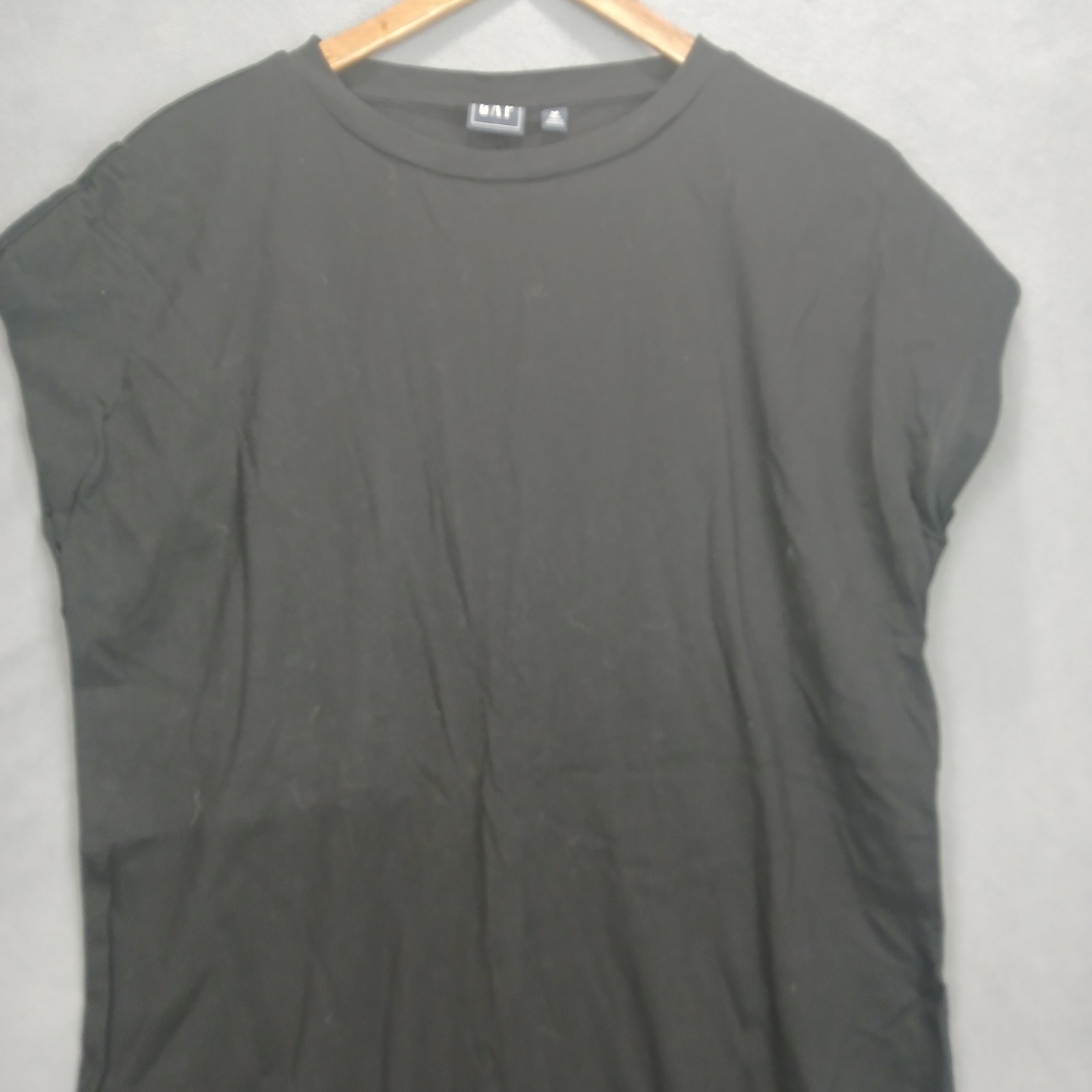 Gap T-Shirt Dress M Tall Black Soft Knit Crew Neck Preppy Outerwear Cap Sleeve