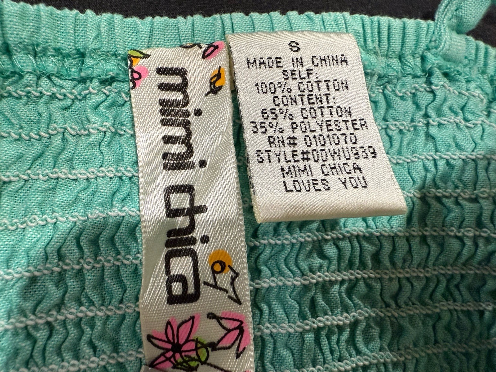 Mint Green Floral Lace Panel Sundress Spaghetti Strap A-Line Mini Dress Size S