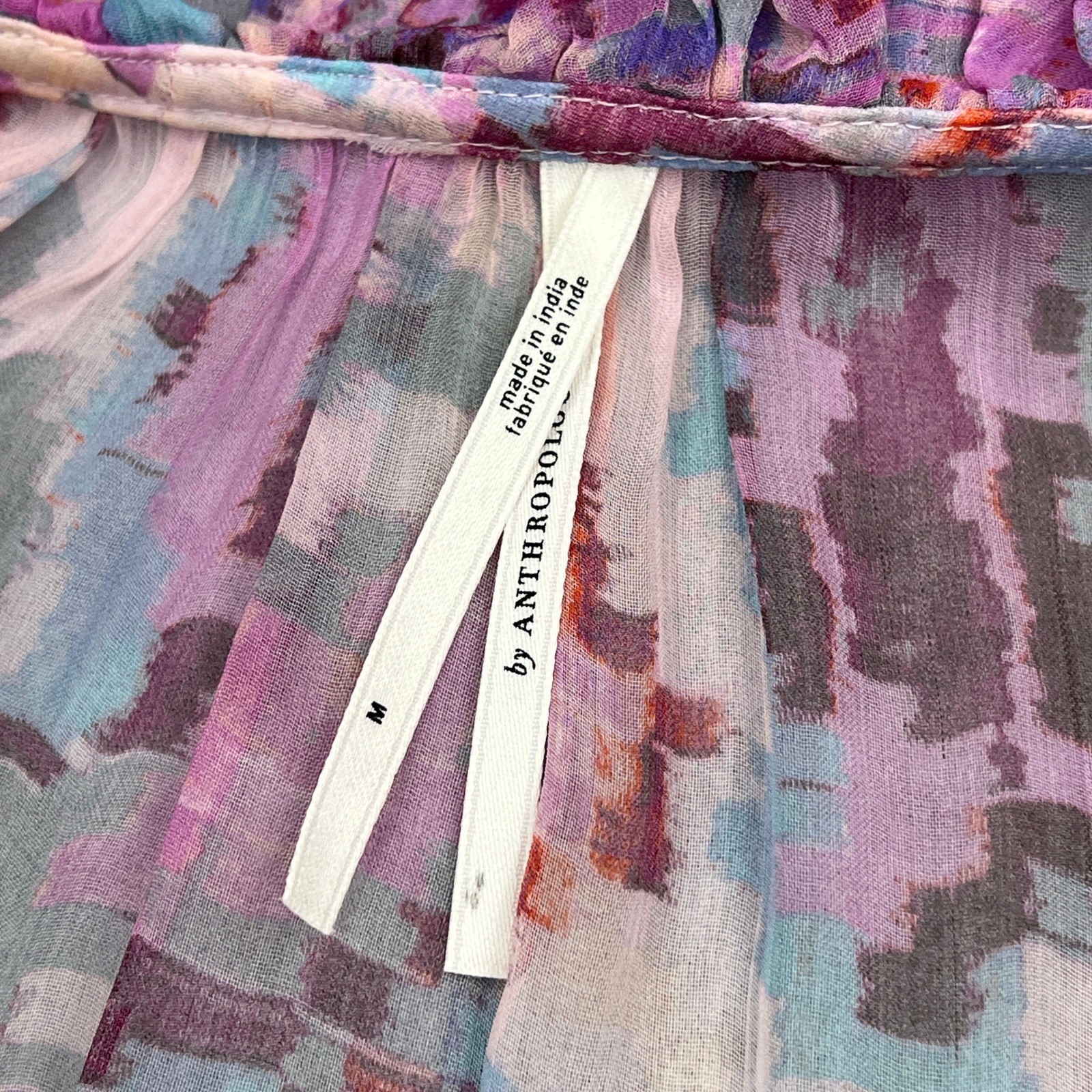 Anthropologie Marais Printed Chiffon Maxi Dress Womens Medium Pink Floral Long