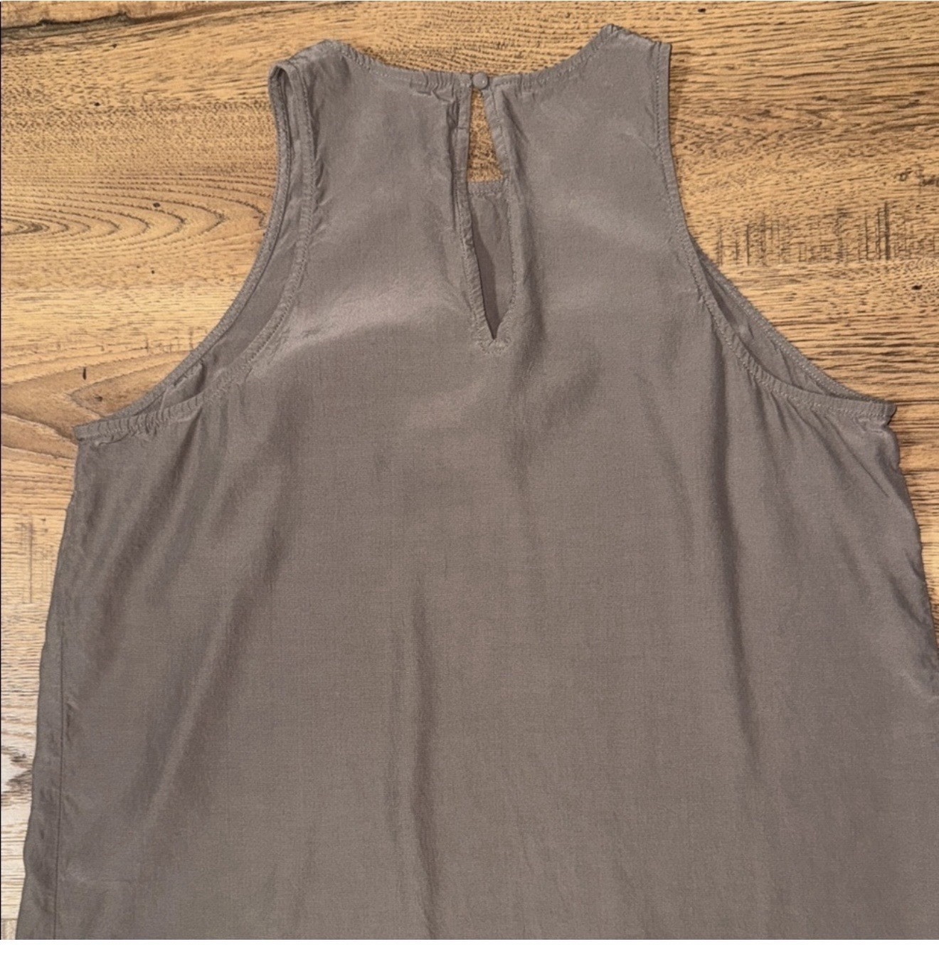 A New Day L Brown Solid Maxi Dress Long Round Neck Sleeveless Hook & Eye