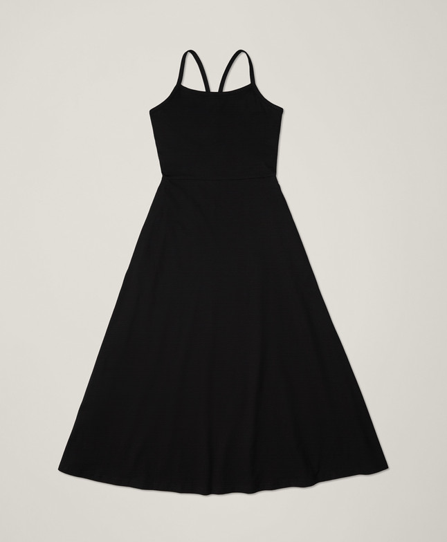 NEW PACT Organic Fit & Flare Midi Dress – Black