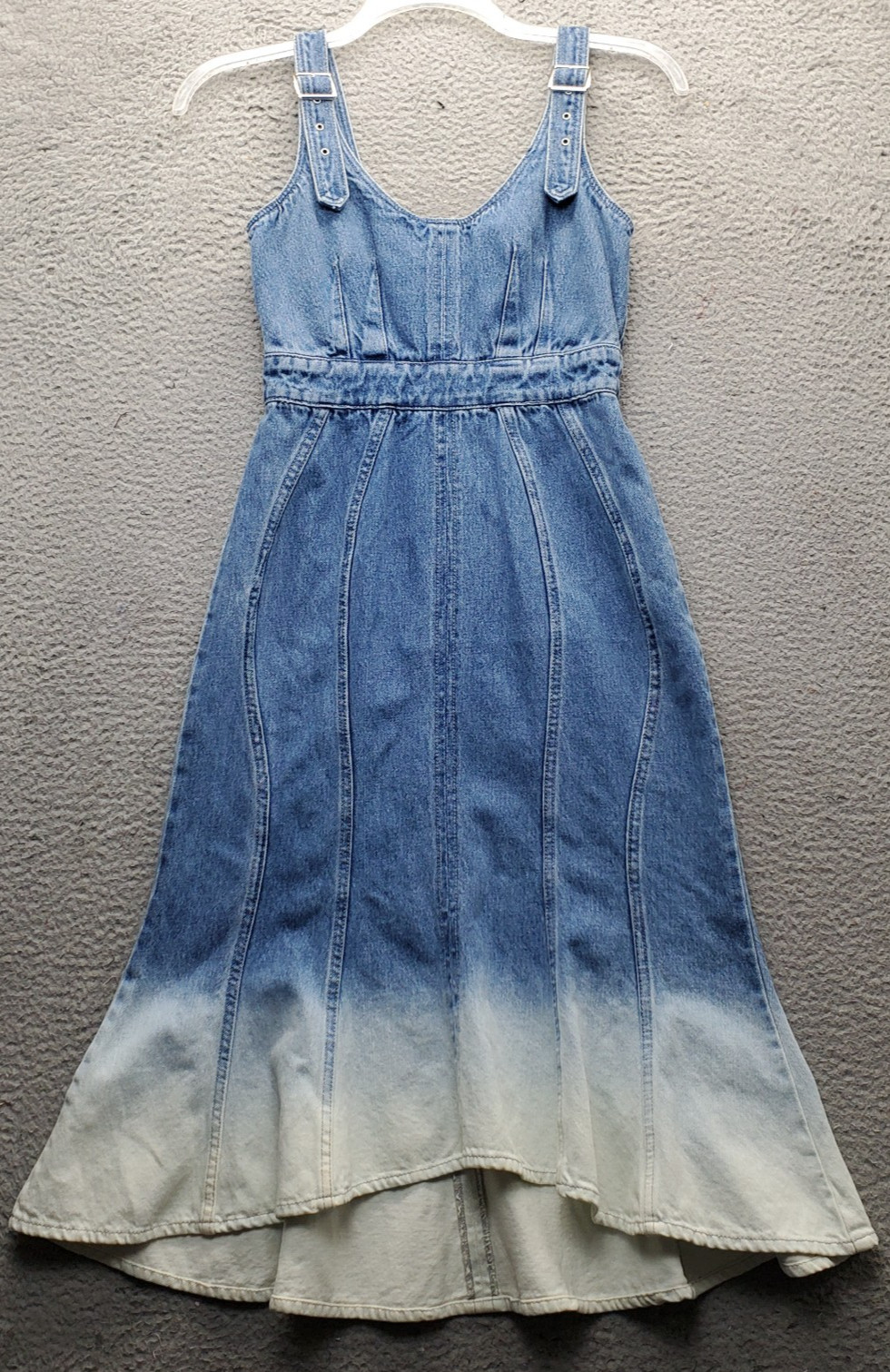 Amanda Uprichard A-Line Dress Womens Small Multi Ombre Dip-Dye Denim Back Zip
