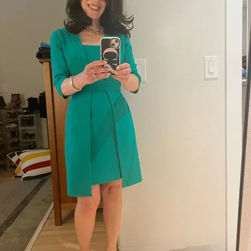 Black Halo Green Mini Sheath Dress Size 2 Career Work Professional Designer $400