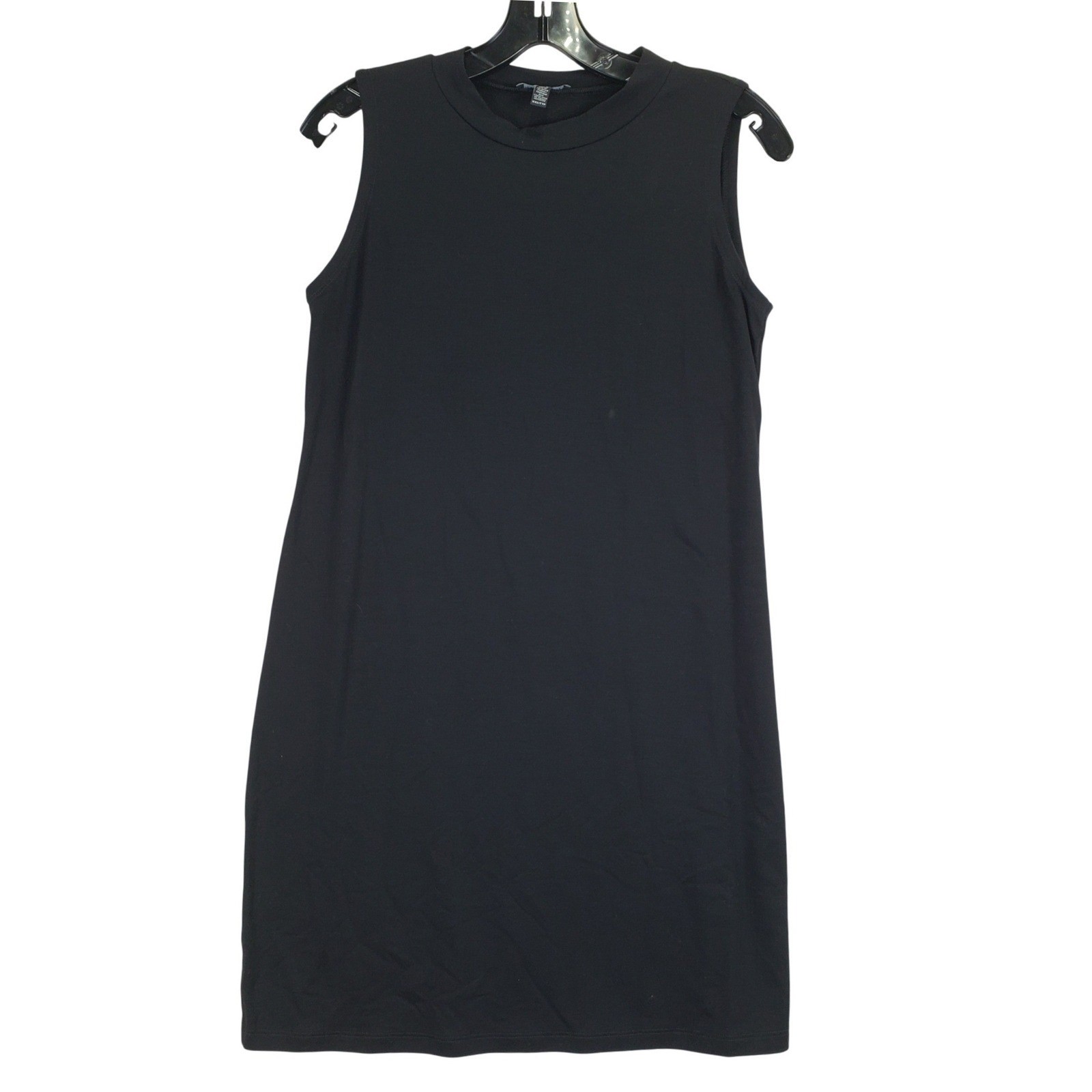 Eileen Fisher Tencel Mock Neck Shift Dress Women XXS Black Minimalist Luxury