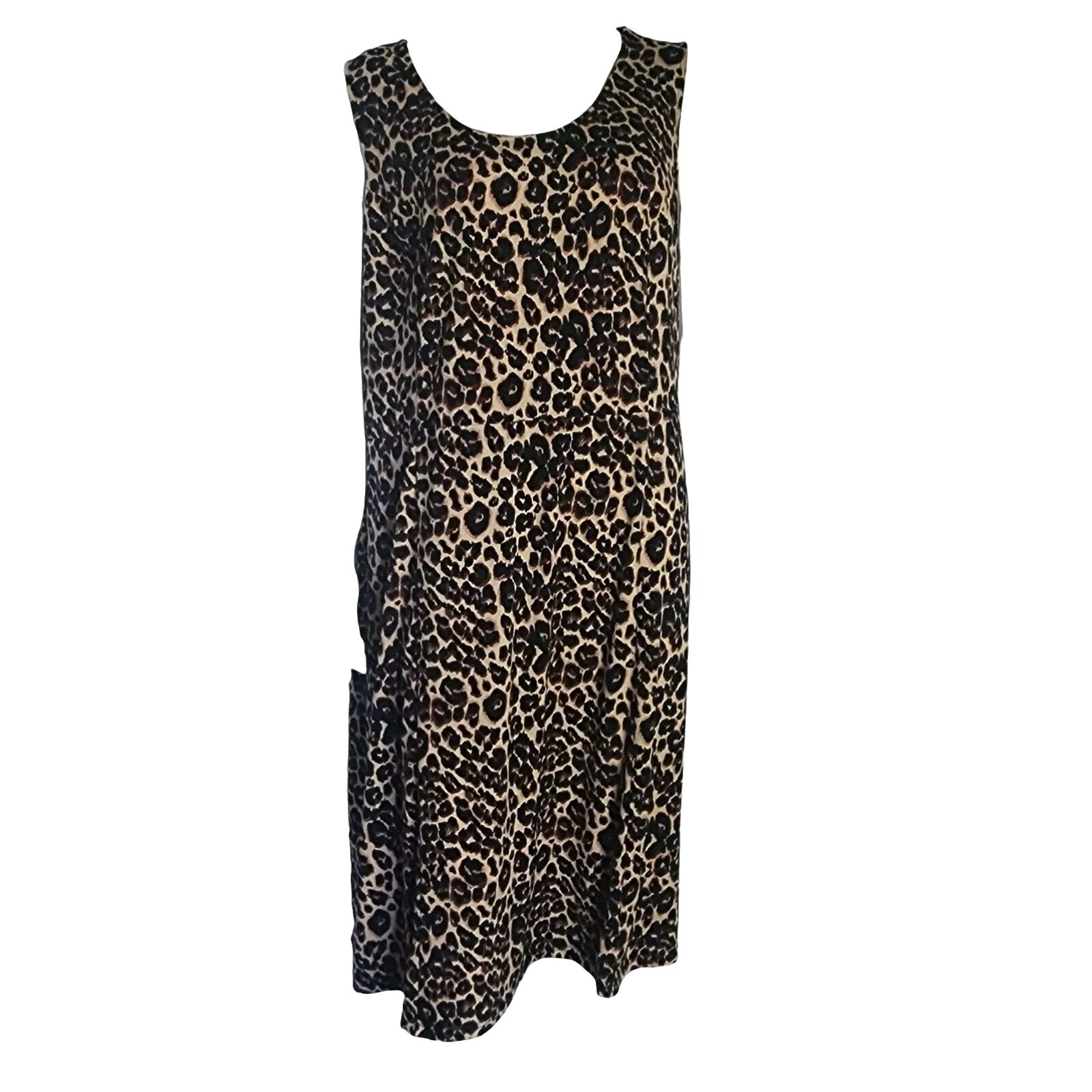 Ellos Dress Womens Plus Size 18/20 Brown Tan Animal Print Sleeveless Pullover