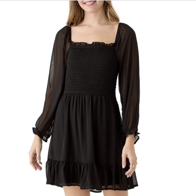 Women’s Solid Smocked Mini Dress – XL – NWT – As You Wish – Black