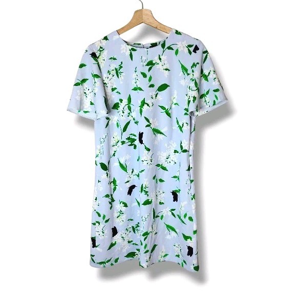 Ann Taylor Floral Butterfly Print Flutter Sleeve Shift Dress With Pockets Size 4