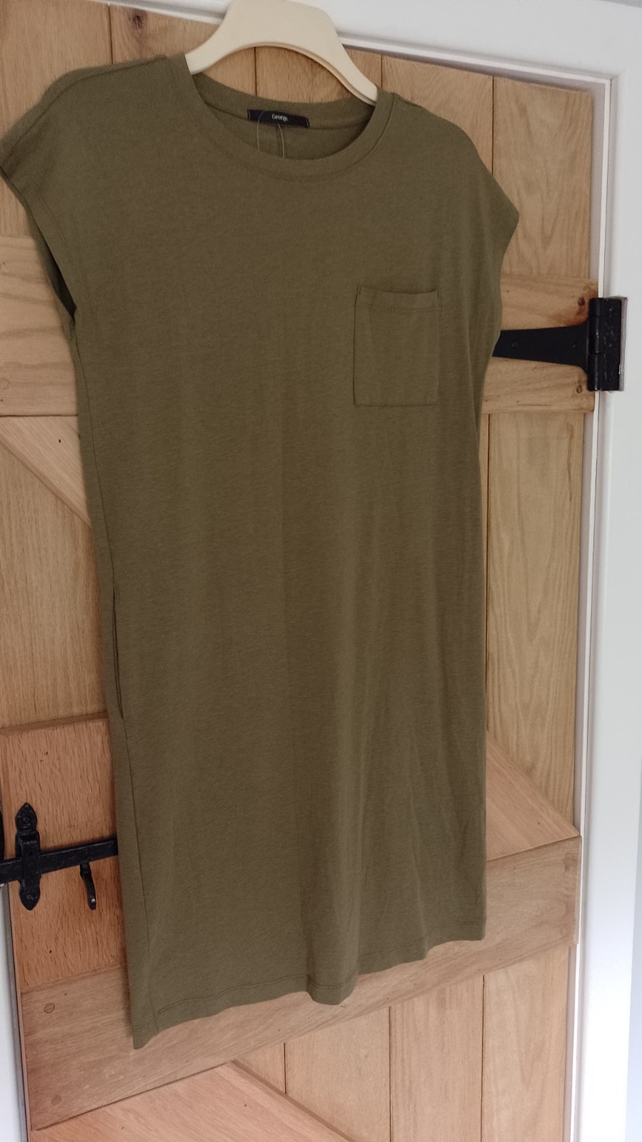 BNWT STRETCH KHAKI COTTON & MODAL DRESS / BEACH COVER UP – XS.