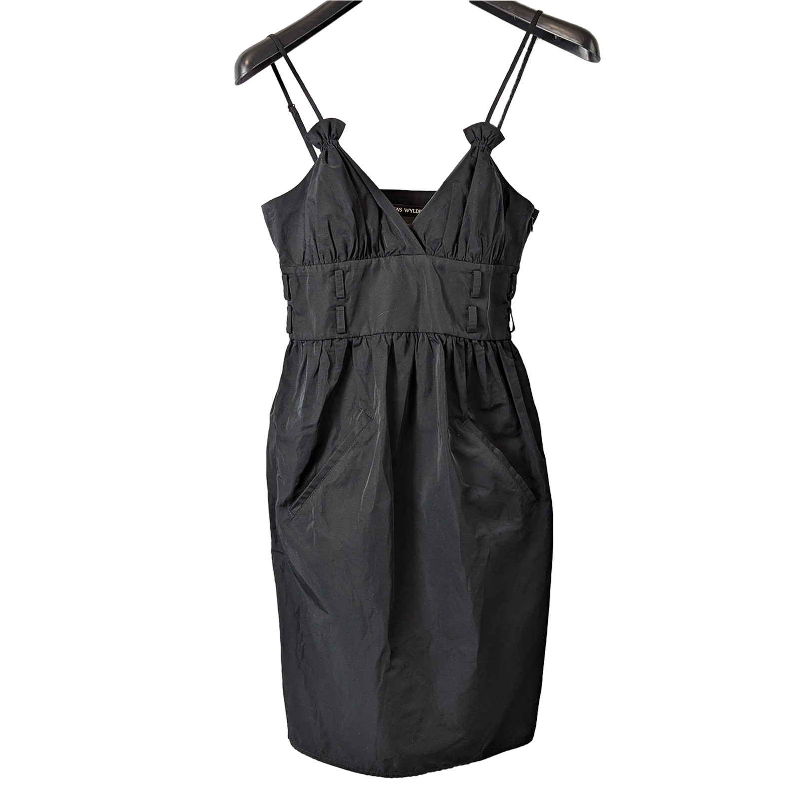 Thomas Wylde Black Pleated Corset Cocktail/Pencil Sleeveless Dress Size S-M/US4