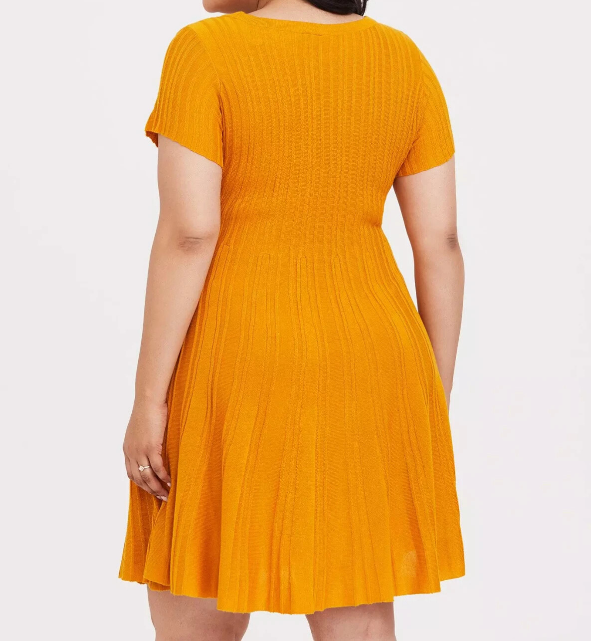 Torrid Mini Sweater Fluted Skater Dress Golden Yellow 1 1X 14 16 #A99844