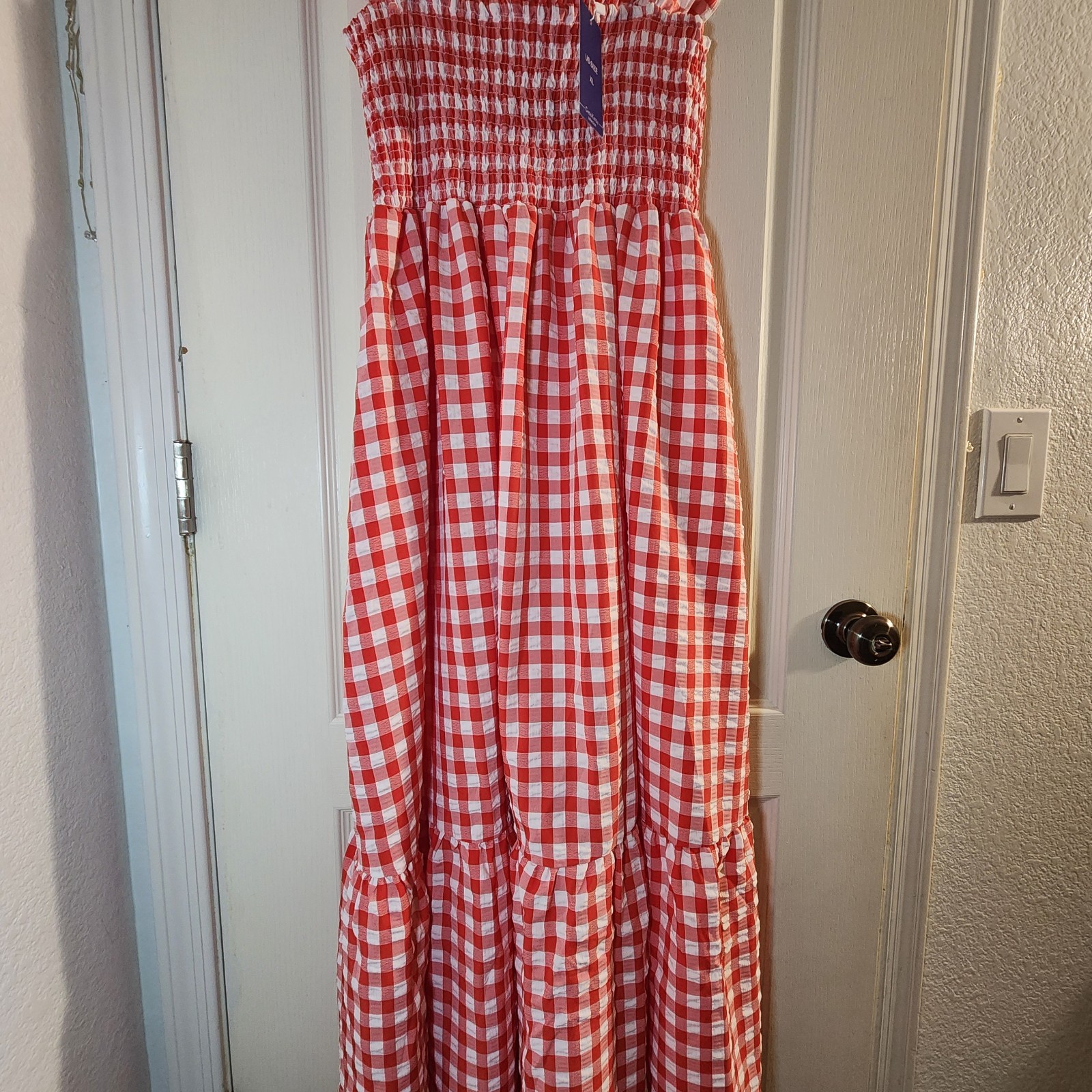 Retro Plaid/Gingham Maxi Dress By Chouyatou Women’s XL NWT Pockets