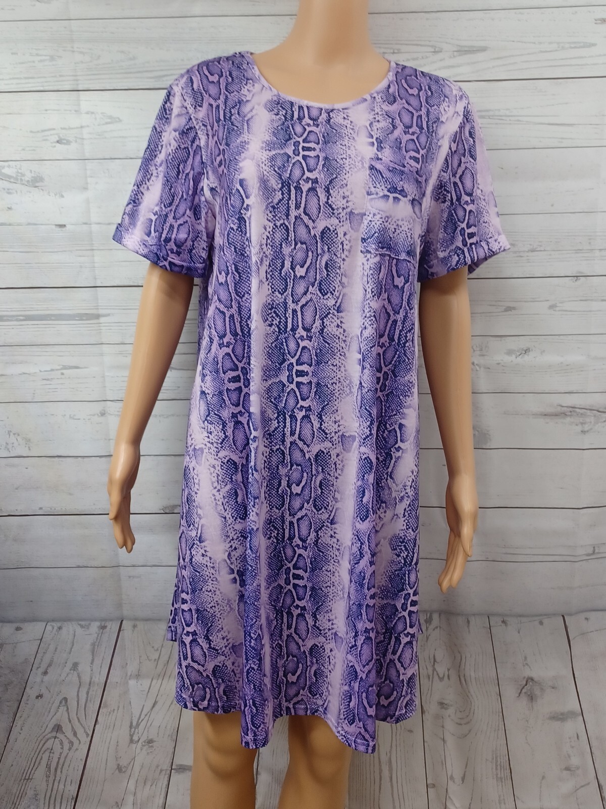 Southern Stitch Purple Animal Print Dress Sheath Sz M Lagenlook NWT