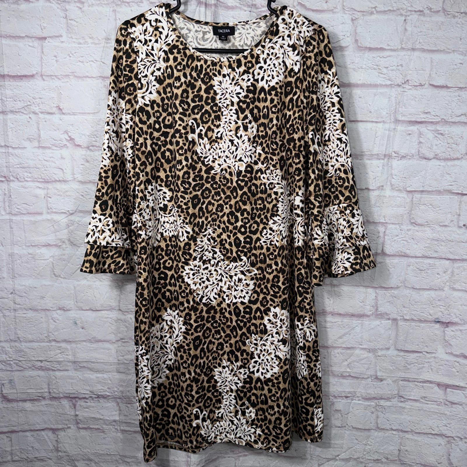Tacera Medium Leopard Print Dress with Floral Accents