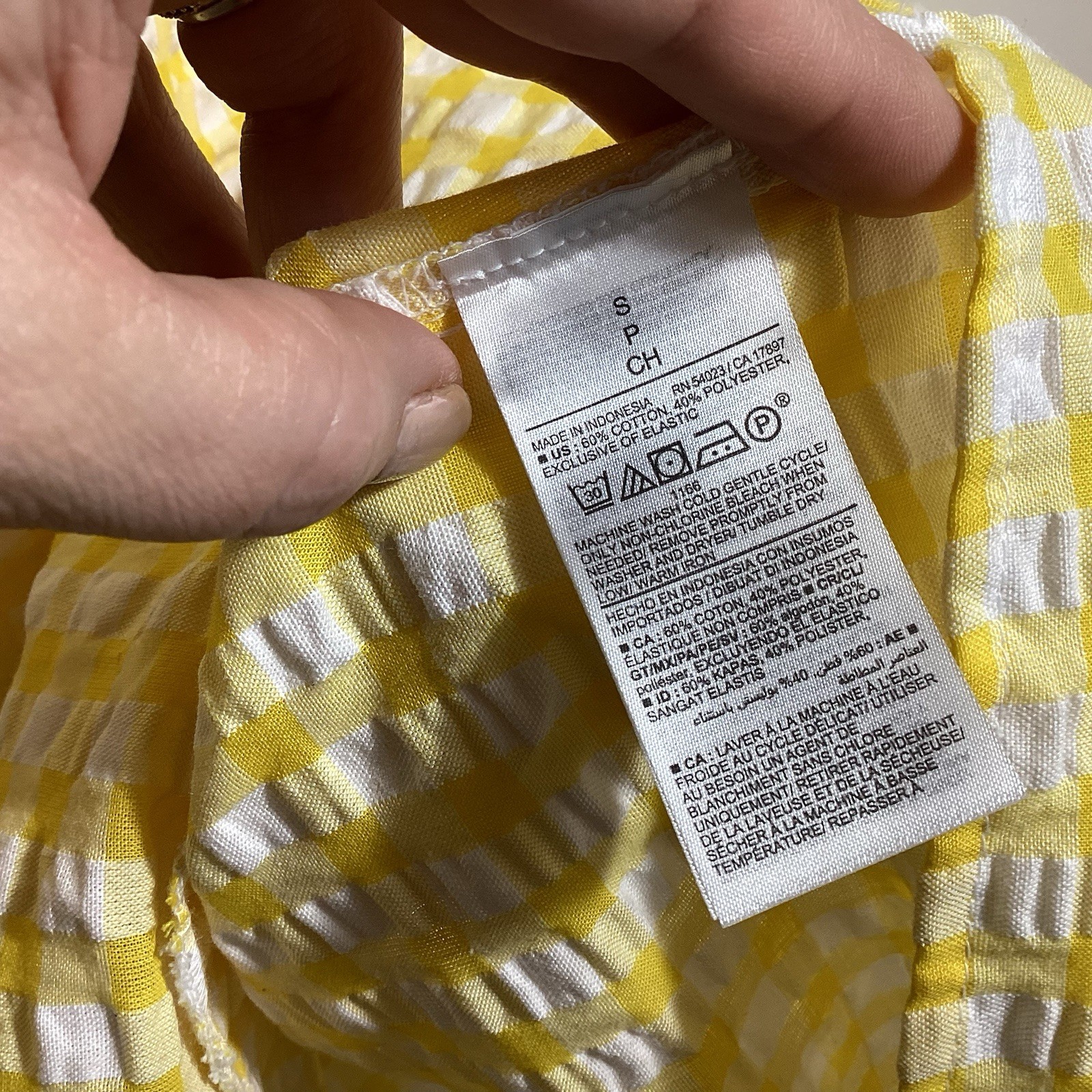 Old Navy Coquette Gingham Puff Sleeve Mini Dress Small Cottagecore Butter Yellow