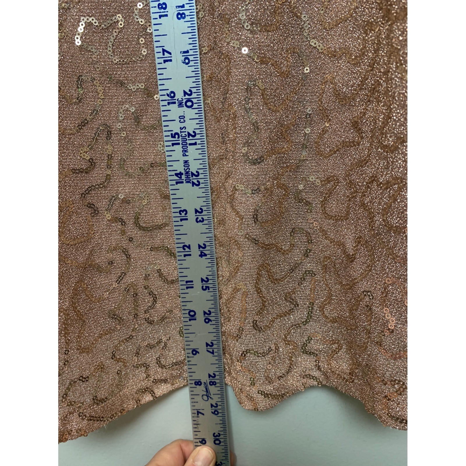 Andree by Unit Sequin Dress Womens Large Rose Gold New Mini V-Neck Sparkly