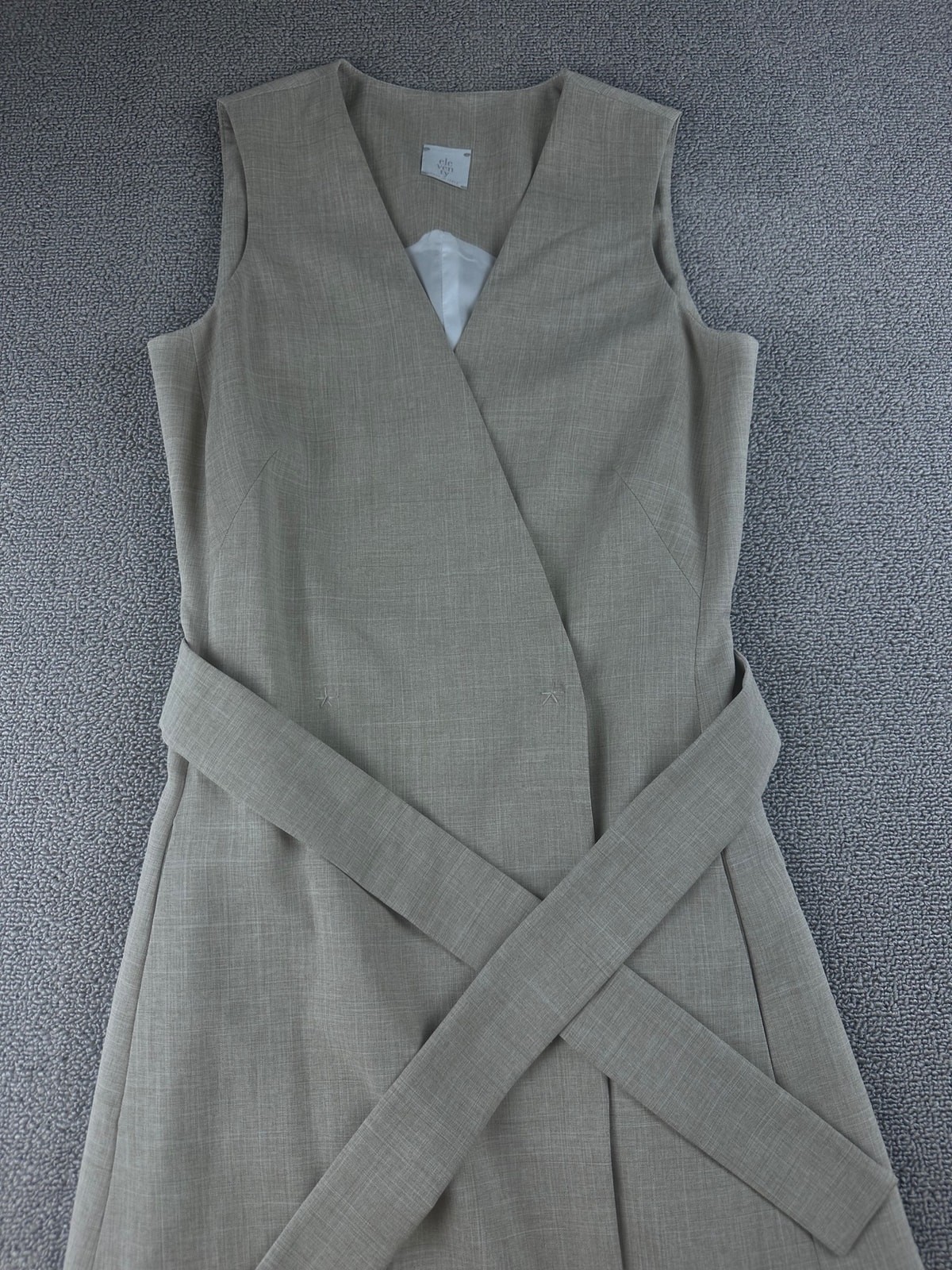 Eleventy Wrap Dress Women XS Beige Sleeveless V-Neck Belted Italy Made Luxury