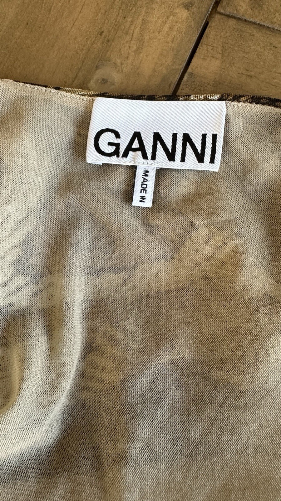 GANNI Tigers Eye Mesh Brown Maxi Dress Wrap Size EU 38 US Medium Or 8/10 Animal