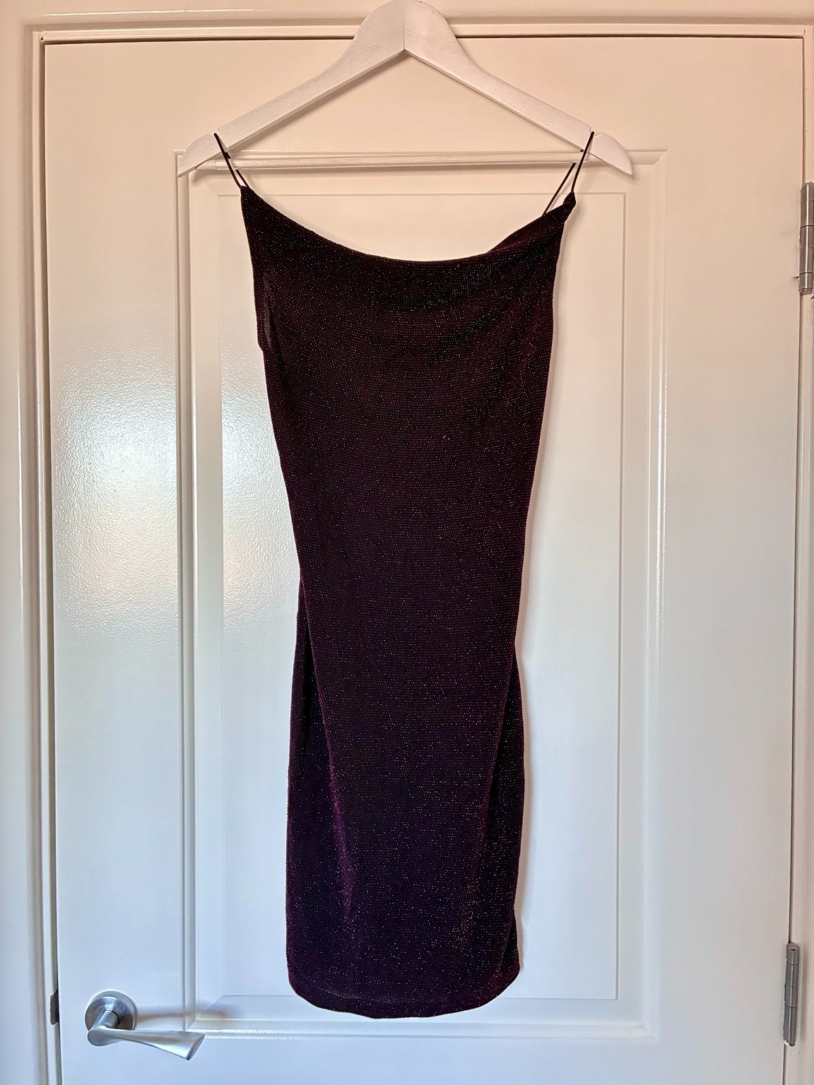 H&M Black Pink Purple Glitter Cowl Neck Bodycon Mini Dress Y2K Party Club Ibiza