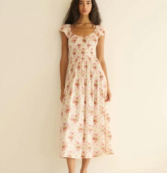 DOEN Countryside style waist cinching dress