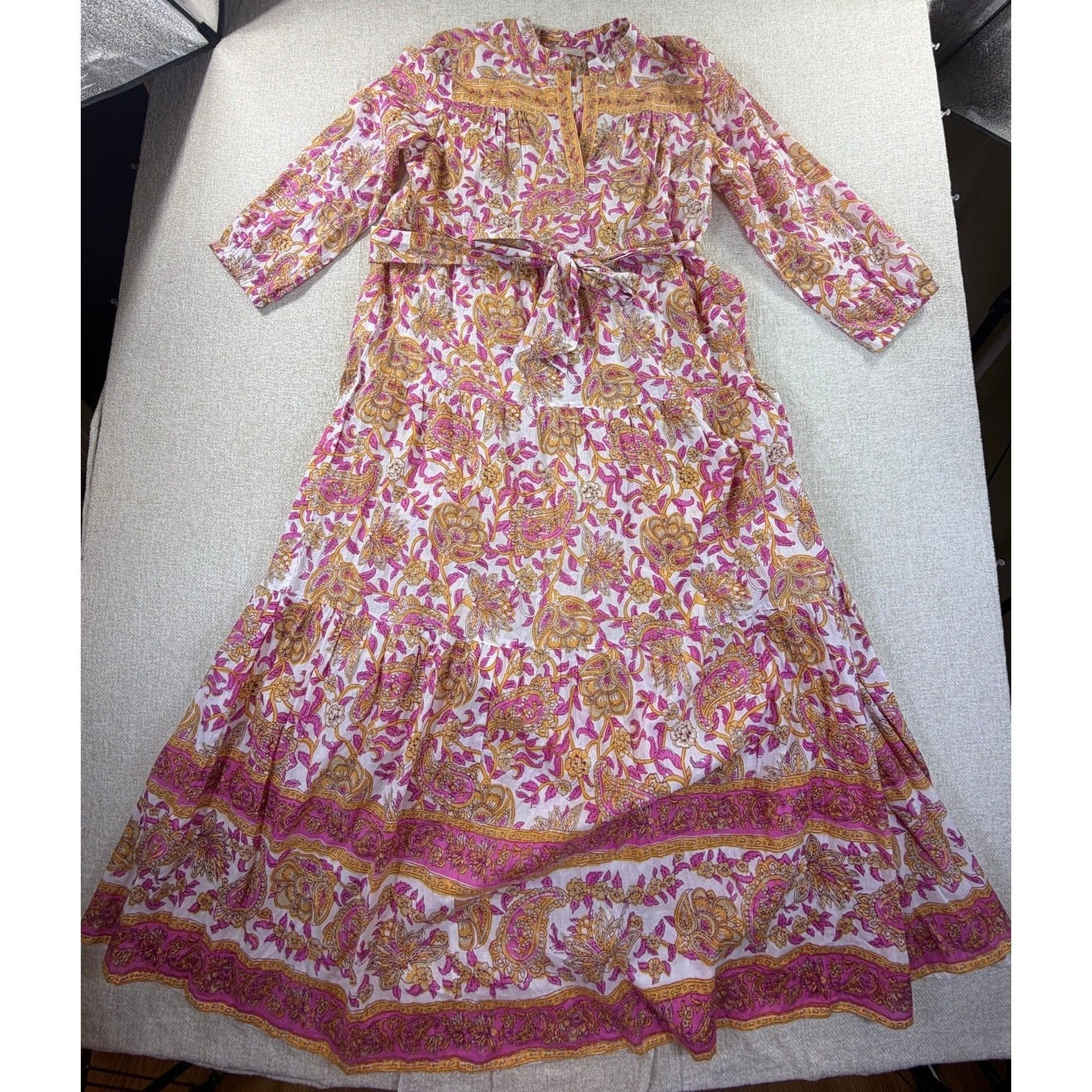 Lola Australia Women’s Small Pink Orange Floral Cottagecore Maxi Dress NWOT
