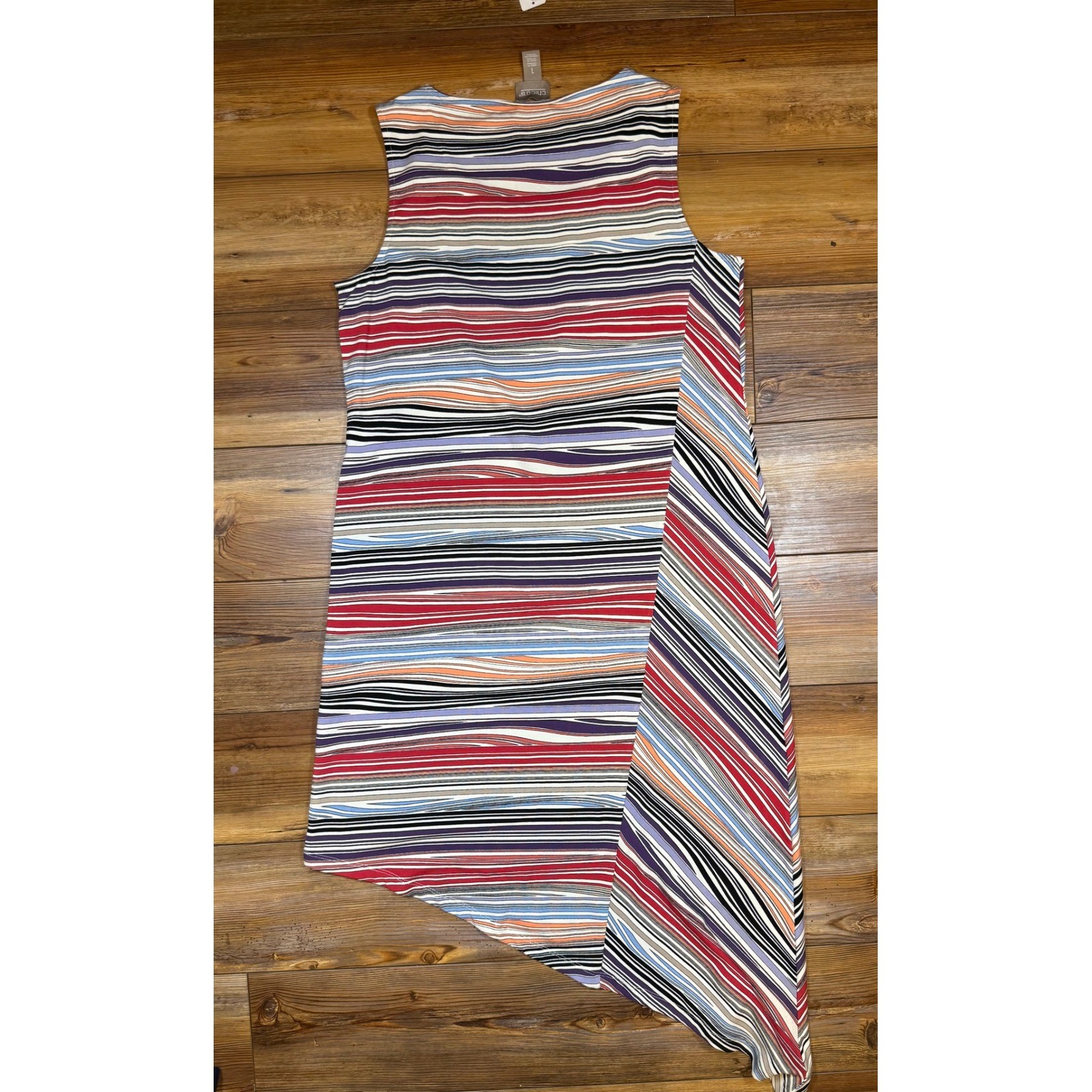 Chico’s Sleek Stripe Harmony Mixed Stripe Dress Raspberry Radiance 57033349 Sz 1