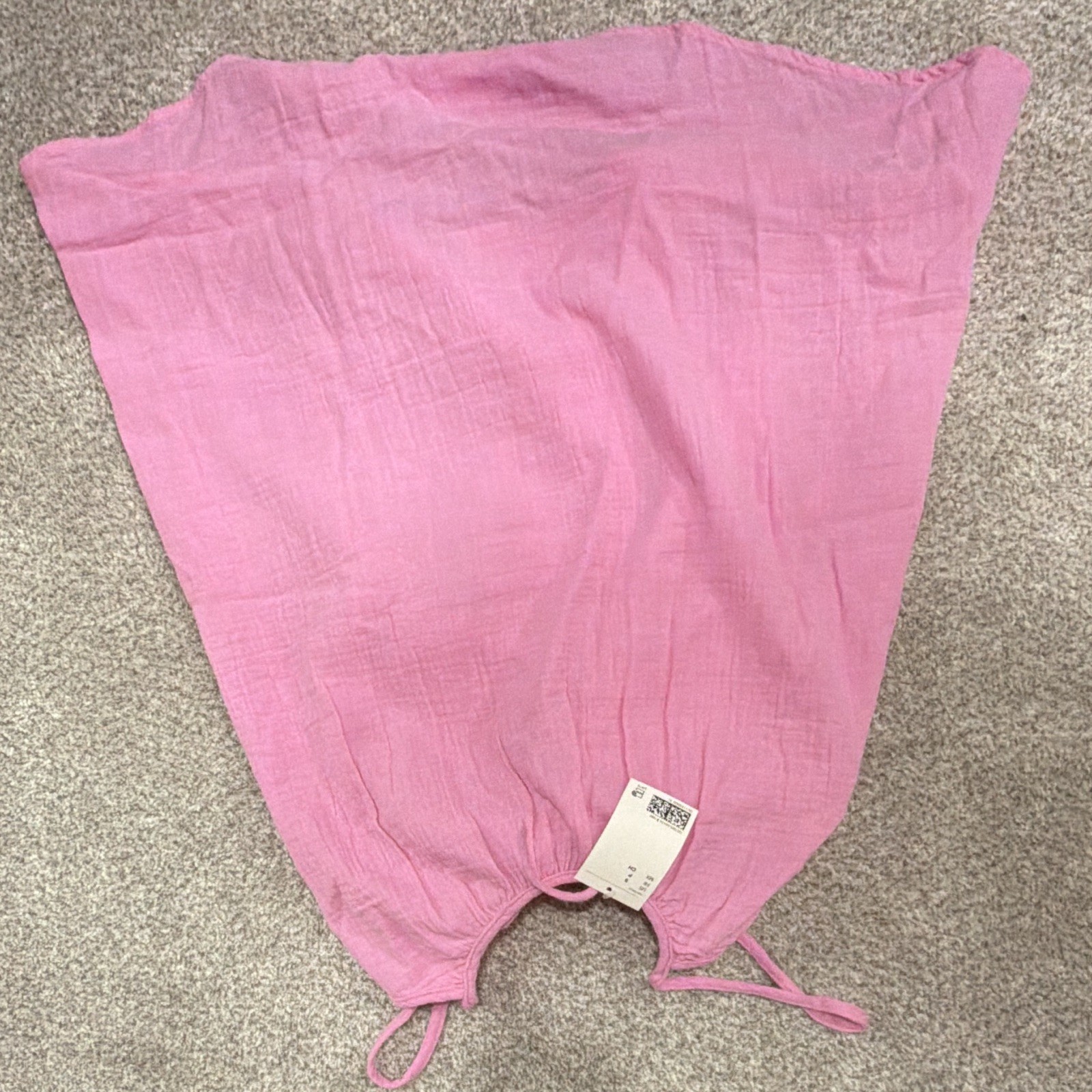 H&M Pink Solid Tie-Strap Mini Dress Beach Coverup 100% Cotton Sleeveless Size S