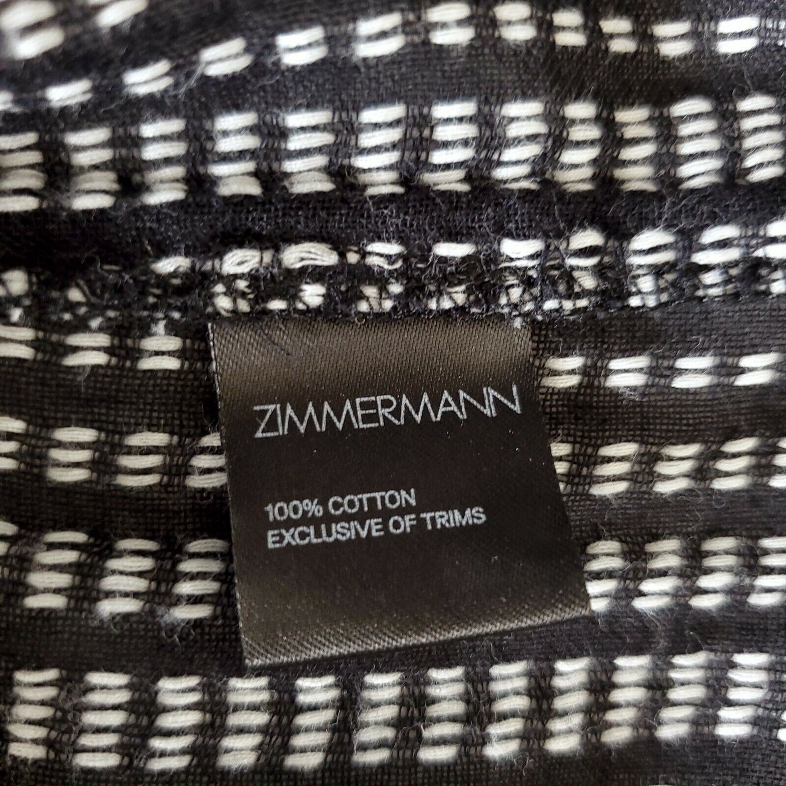 Zimmermann Pavilion Striped Dress 2 Black White Cotton Gauze Tassel Tie Women’s