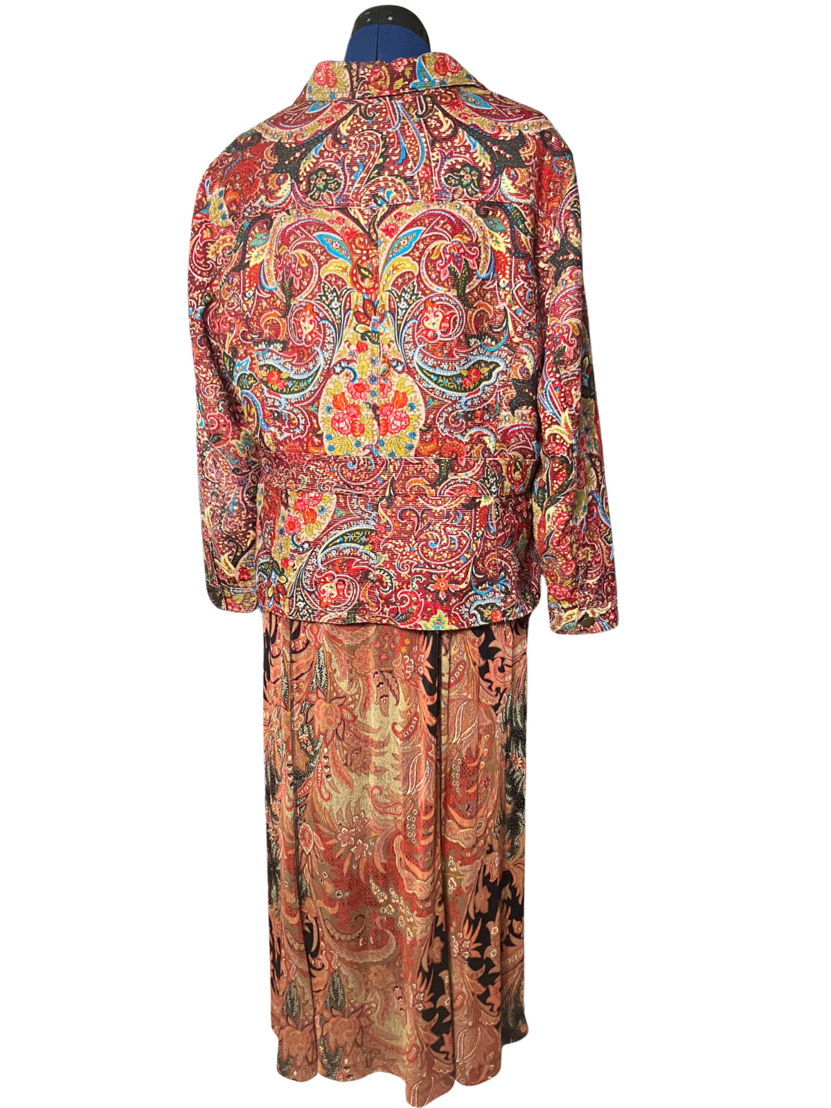 Coldwater Creek 2-Piece Paisley Jacket & Skirt Set PXL Boho Vintage Style USA