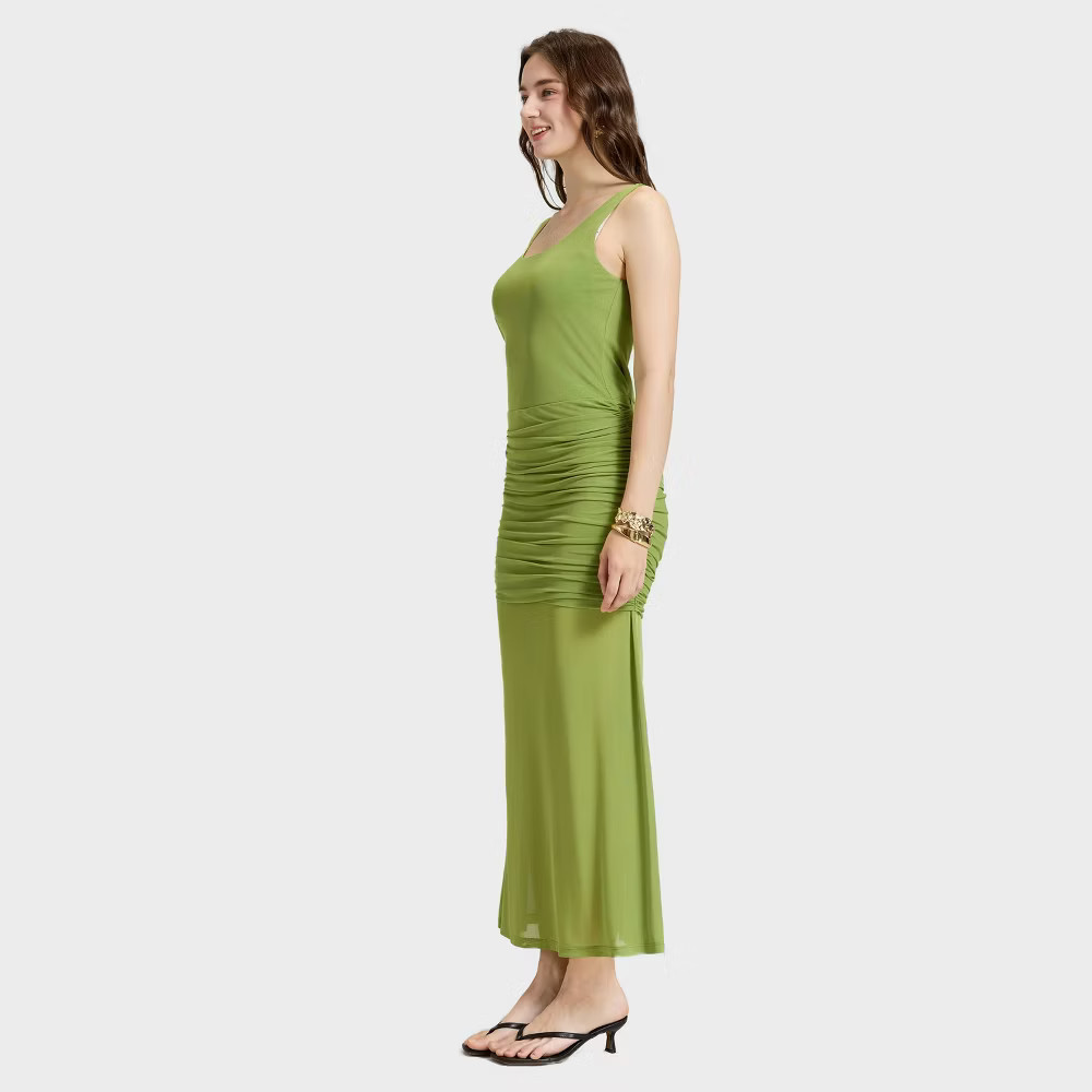 Women Mesh Sheer Layer Maxi Dress – A New Day Fern Green