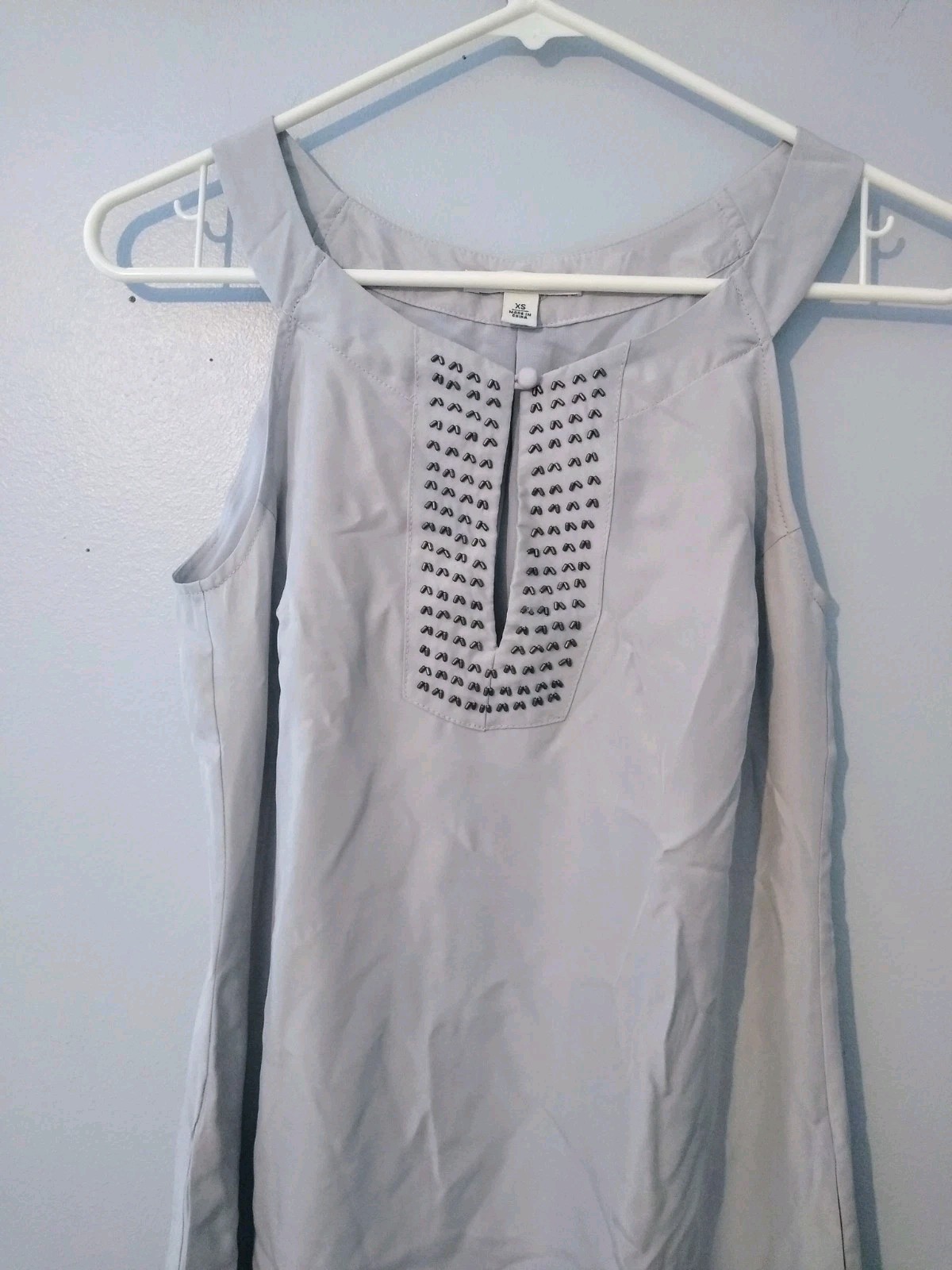 Banana Republic Midi Dress XS Gray & Ombre Silk Lightweight Rhinestones Lined