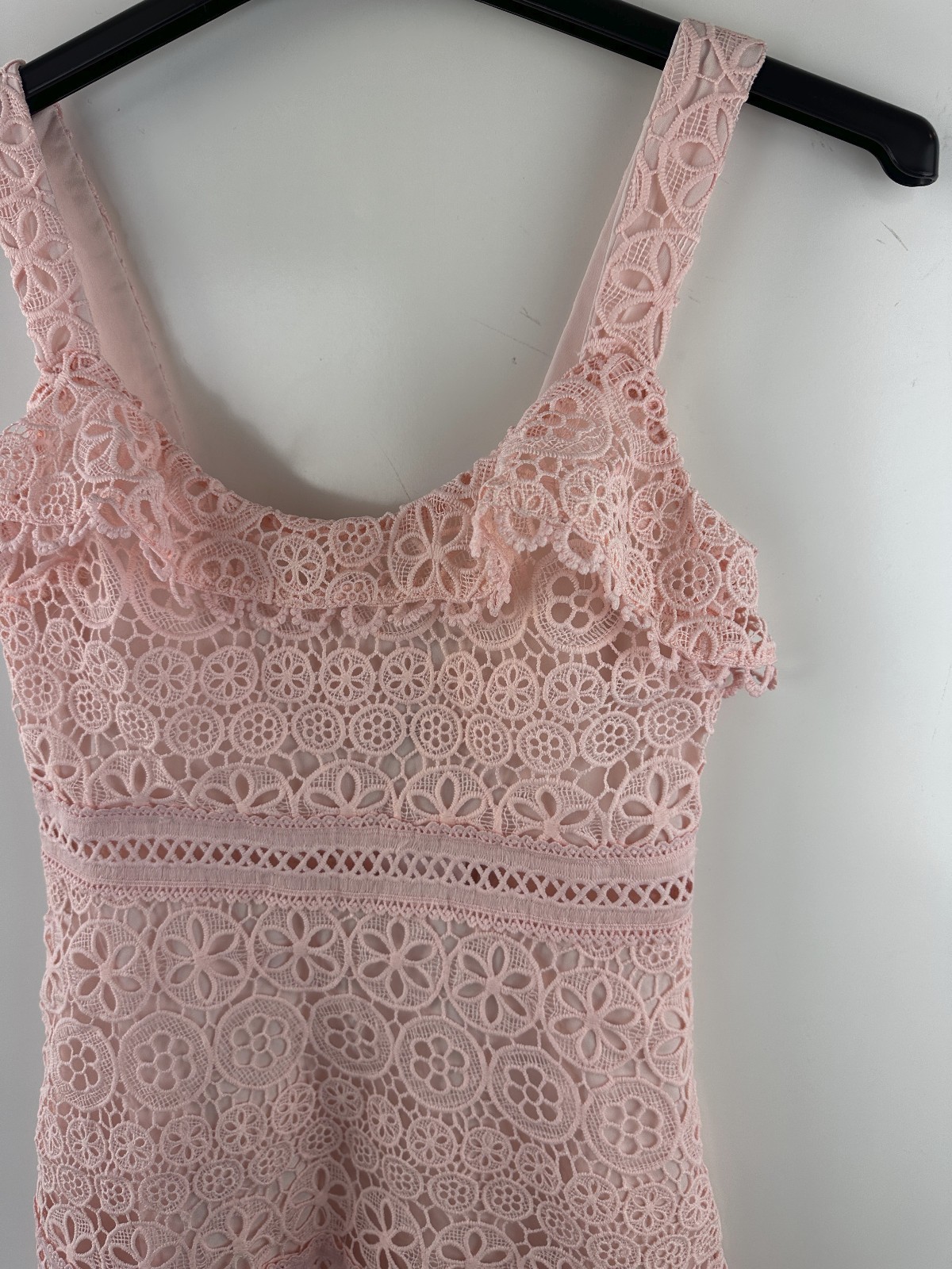 NWT Lovers + Friends Happy Hour Mini Dress Lace Crochet Pink Romantic Coquette S