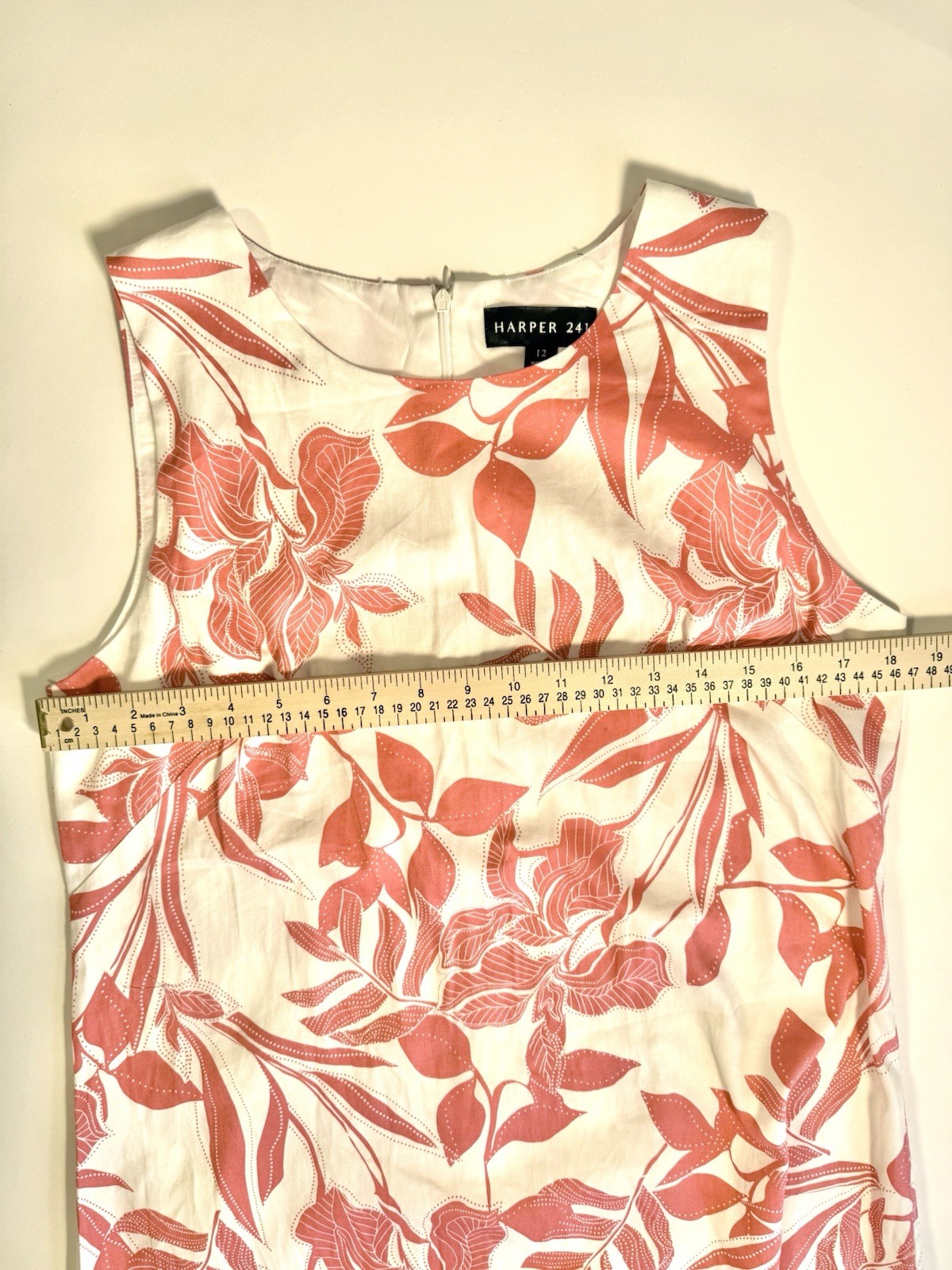 Harper 241 Coral White Floral Sleeveless Sheath Dress 12 Resortwear Vacation