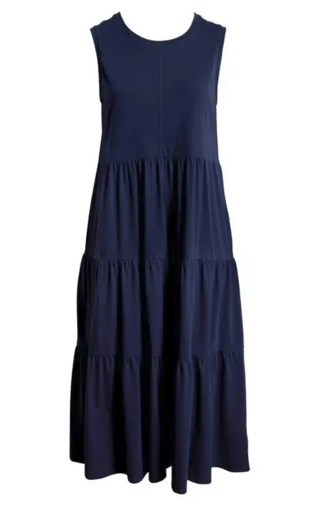 CASLON Womens 2x 100% Organic Cotton Sleevless Tiered Maxi Dress w/Pockets 0431