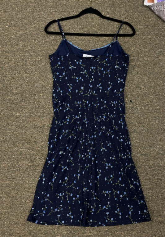 Weathervane – 90’s Floral Dress Navy with blue flowers dry clean only