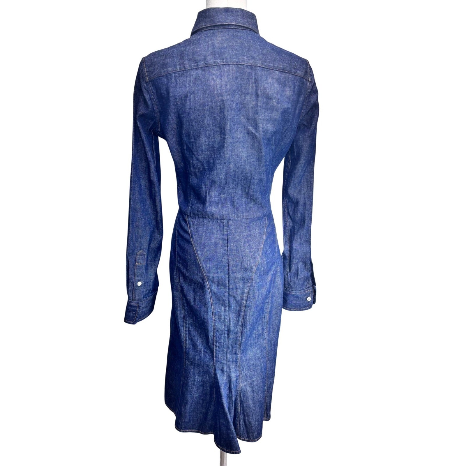 NWT Polo Ralph Lauren Denim Midi Shirt Dress Blue Indigo Button Down Americana 4