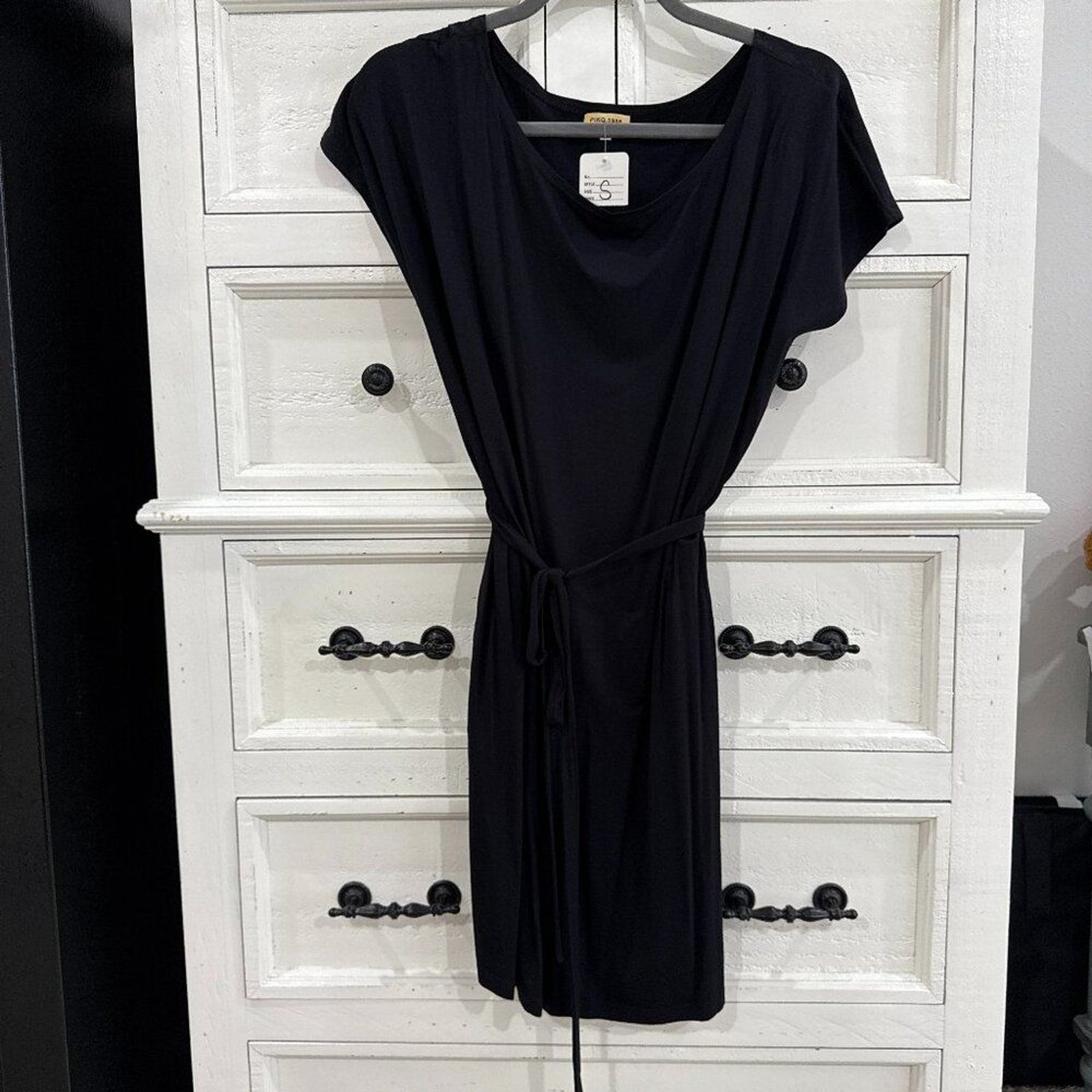 PIKO 1988 Authentic Tie Waist Dress Pockets Bamboo Spandex NWT! Black Size Small