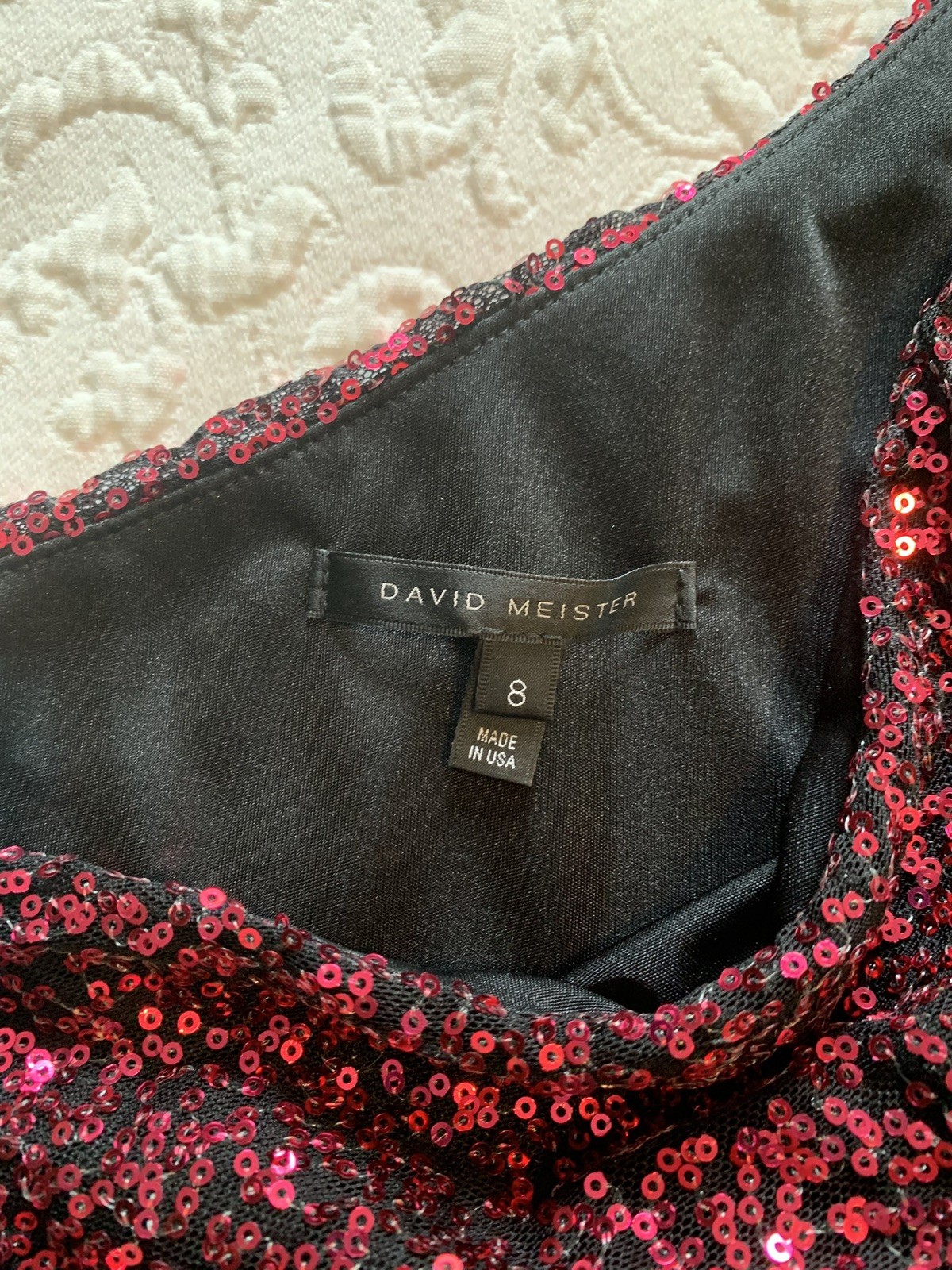David Meister women’s sequin gown size 8 ombre red to black