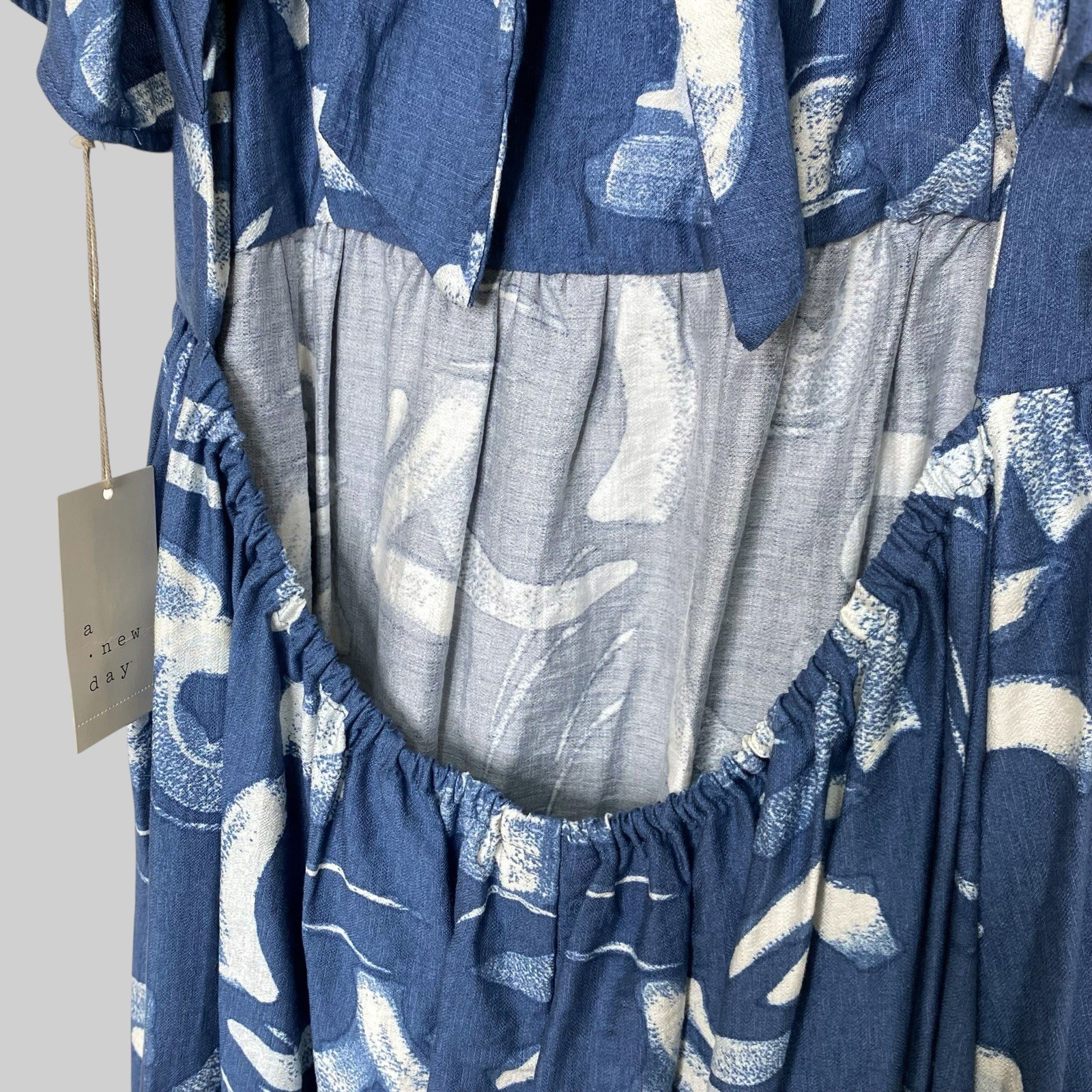 NWT A New Day Women’s Flutter Short Sleeve Tie-Back Blue Dress XL