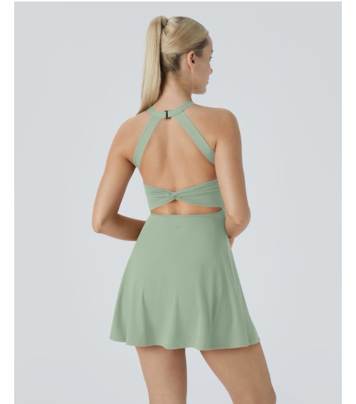 Halara Backless Cut Out Twisted Side Pocket 2 in-1 Mini Barre Ballet Dress NEW S