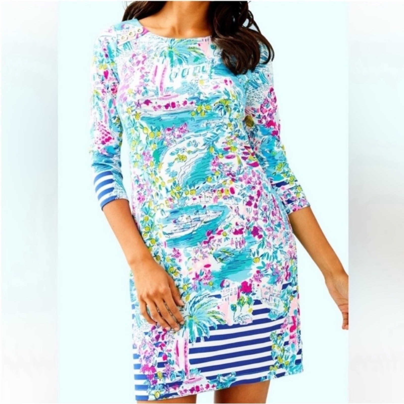 Lilly Pulitzer Sophie Pearson Shift Dress UPF 50 Postcards From Positano–XS NWOT