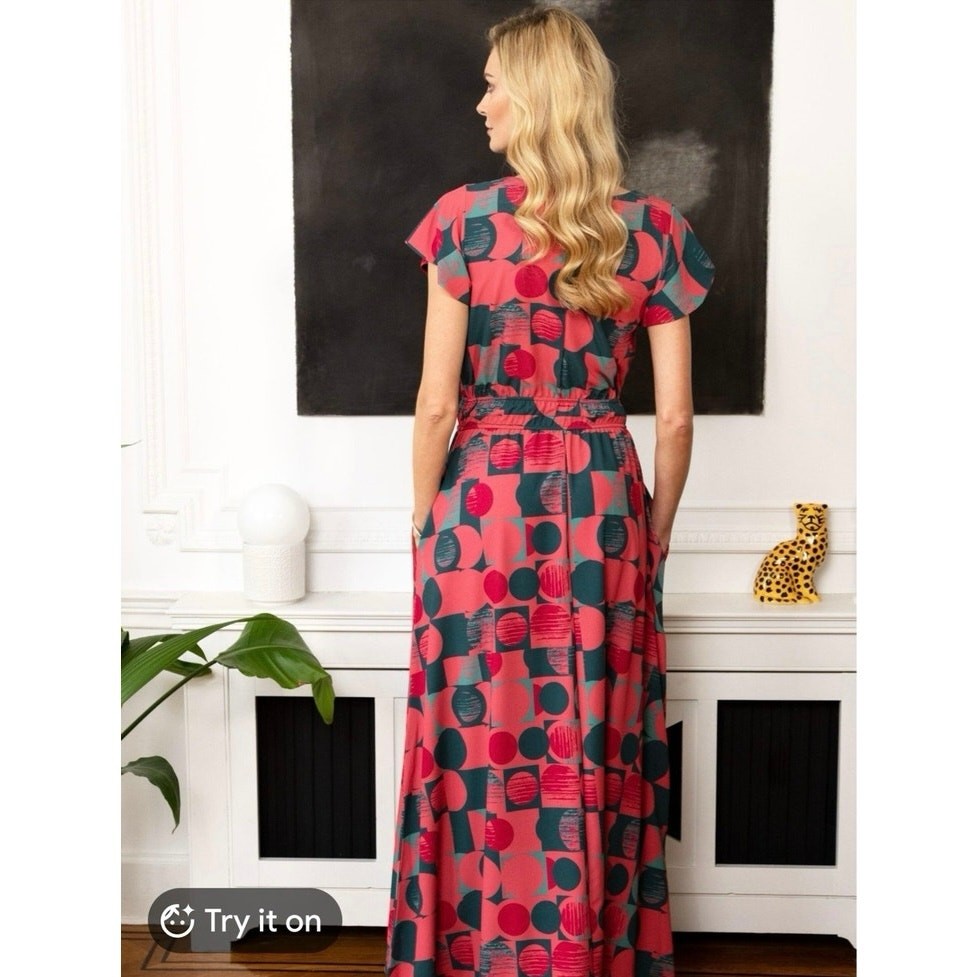 HotSquash Pink Chiffon Wrap Top Maxi Dress