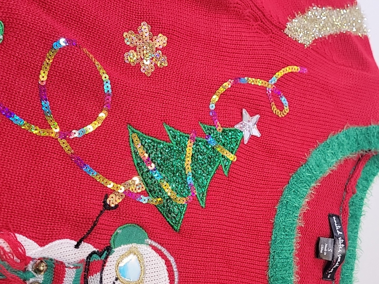 United States Sweaters Sweater Dress Ugly Christmas Snowmen Sequins Bells Poms S