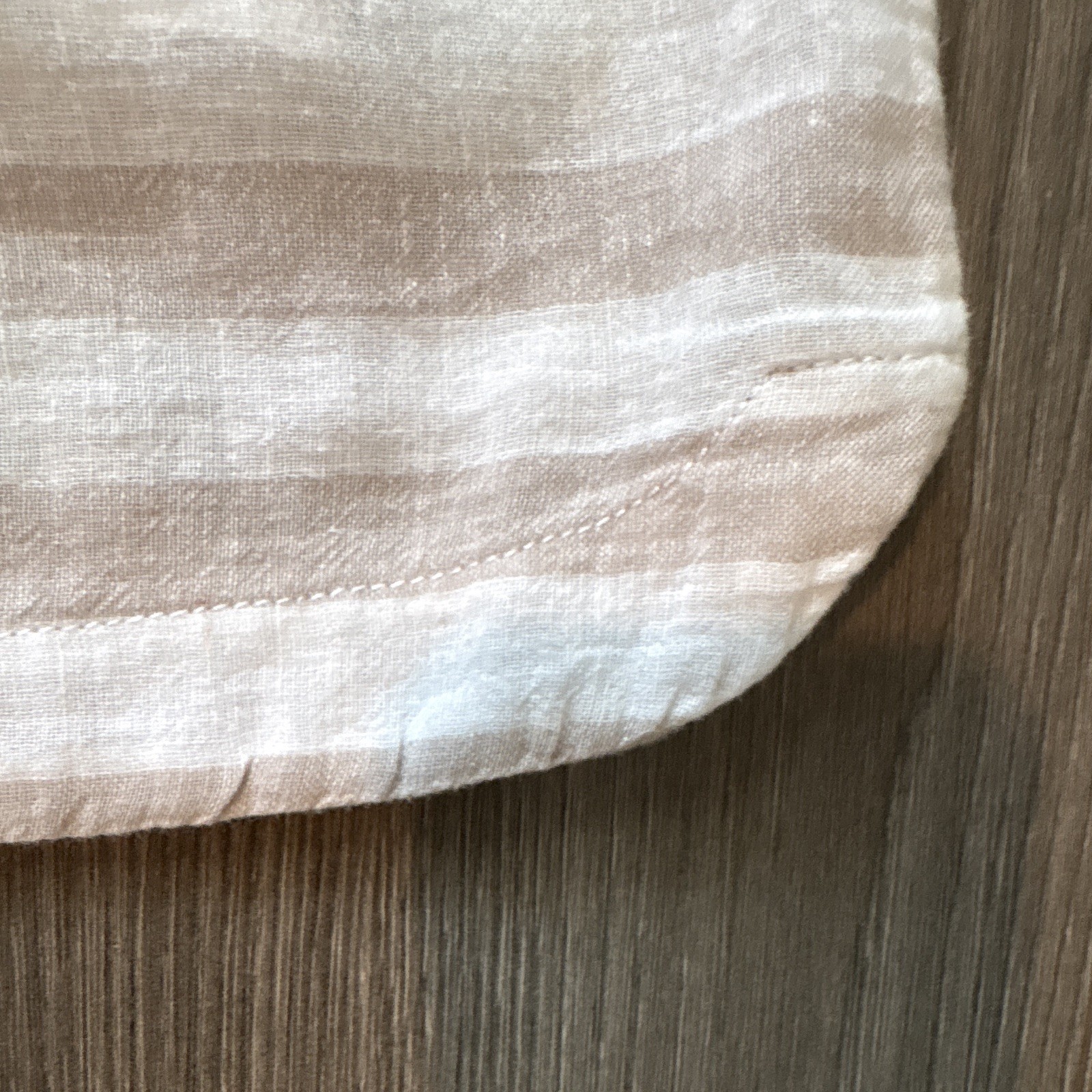 beachlunchlounge Beige/White Striped Shift Dress Linen Lined S/P 100% Cotton