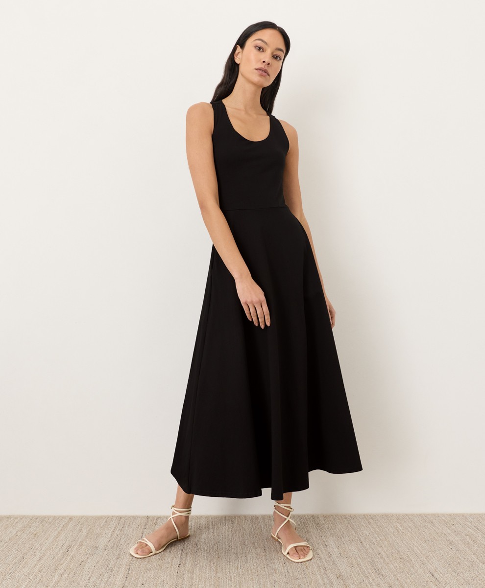 Pact Women’s Small Fit & Flare Open Back Maxi Dress Daytripper Stripe